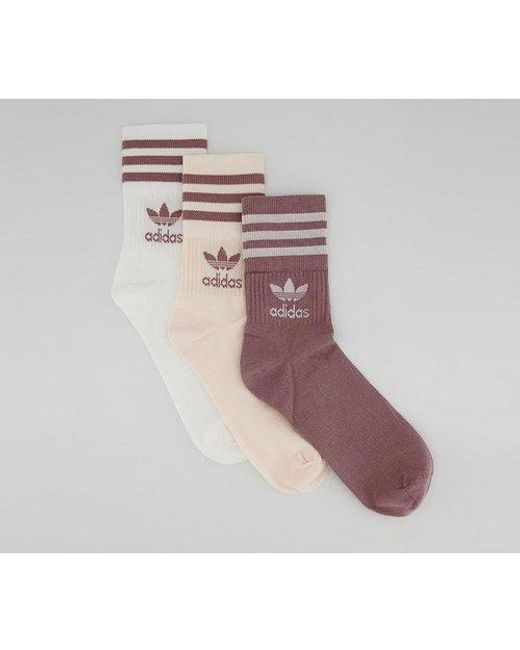 adidas Cotton Mid Cut Crew 3 Pack Socks in White Lyst