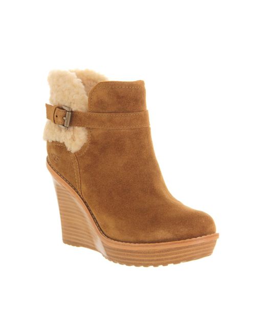 UGG Anais Wedge Ankle Boots in Chestnut (Brown) | Lyst