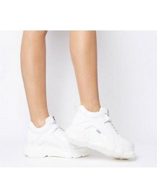Buffalo corin low platform trainers in white Clearance