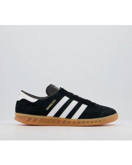 adidas Leather Hamburg Trainers in Black Lyst Australia