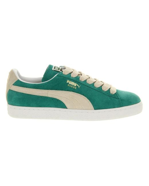 PUMA Suede Classic Green Lake White Swan for Men | Lyst