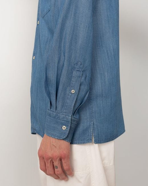 Officine Generale Blue Chemise Guido for men