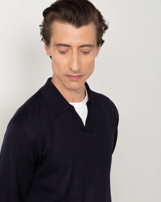 Officine Generale Blue Polo Simone for men