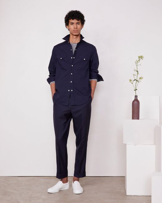 Officine Generale Blue Maverick Shirt for men