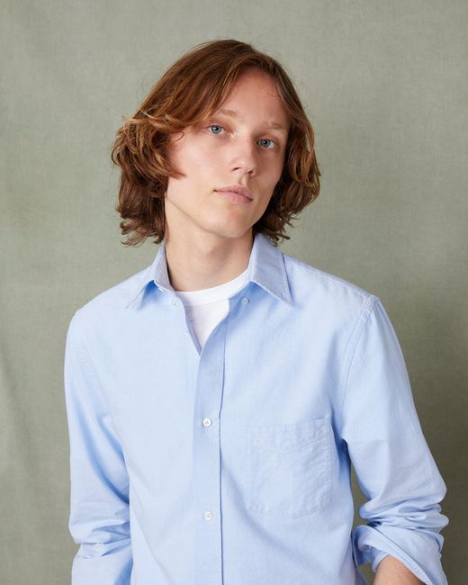 Officine Generale Blue Chemise Bd Oxford for men