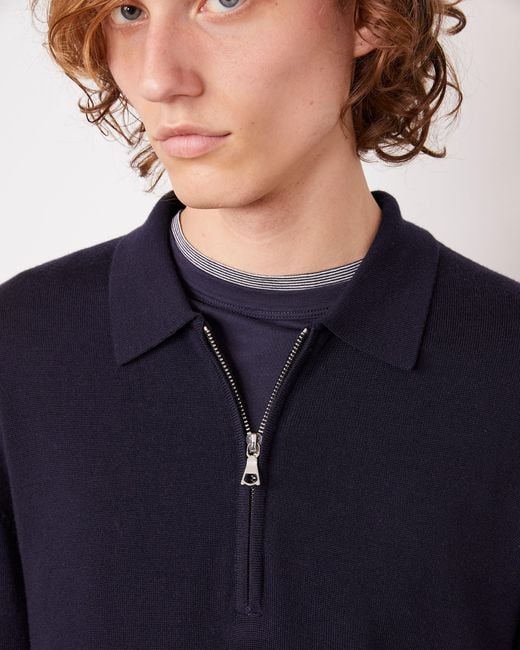 Officine Generale Blue Polo Bene for men