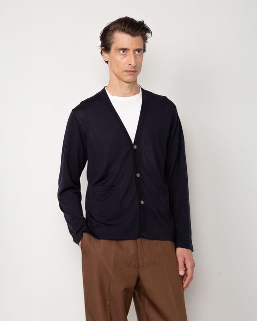 Officine Generale Blue Cardigan Mike for men