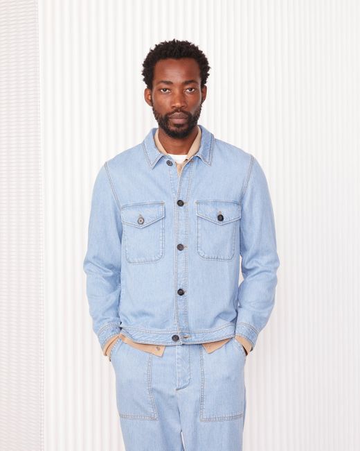 Officine Generale Blue Hany Overshirt for men