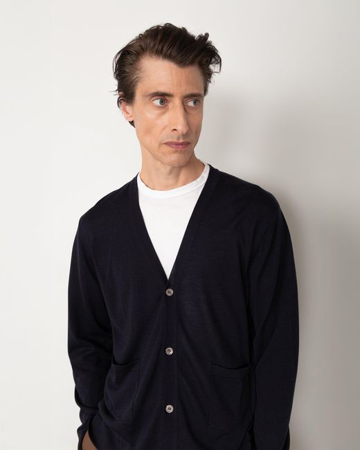 Officine Generale Blue Cardigan Mike for men