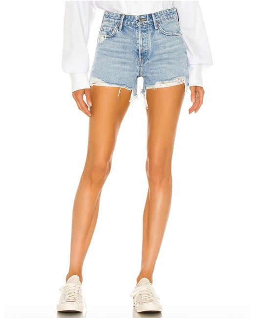 GRLFRND Cotton Helena Short in Blue | Lyst