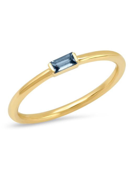 Eriness Metallic 14k Yellow Gold Baguette Solitare Ring