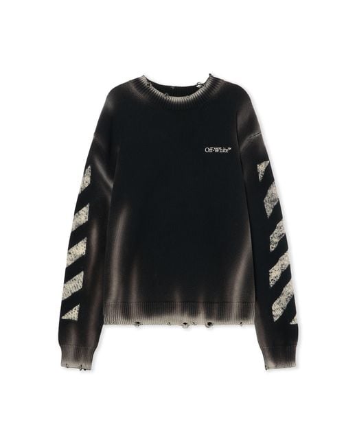 Off-White c/o Virgil Abloh Black Diag Corrosion Crewneck Sweater for men