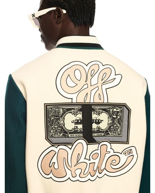 Off-White c/o Virgil Abloh Blue Cash Wool Varsity Jacket for men