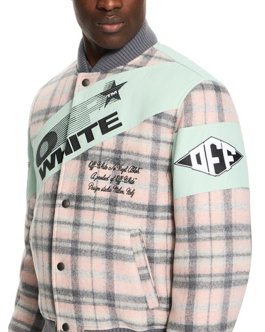 Off-White c/o Virgil Abloh Gray Royal Check Varsity Jacket for men