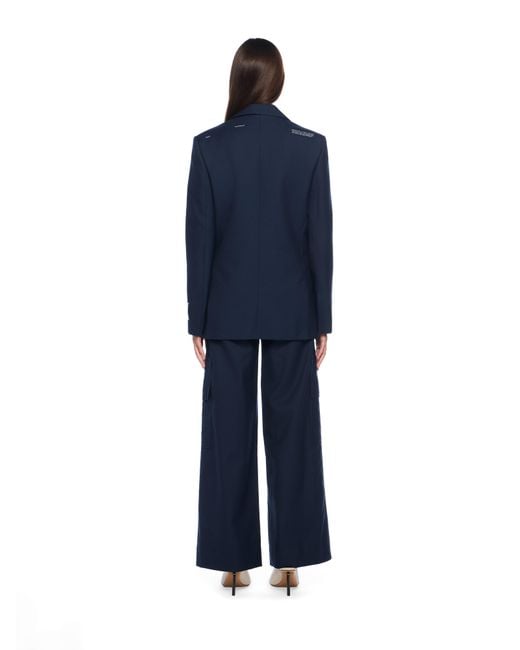 Off-White c/o Virgil Abloh Blue Gabardine Label Tomboy Blazer