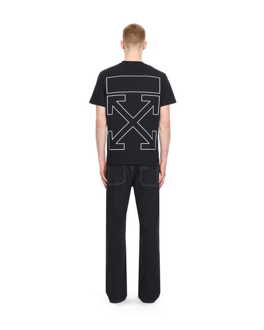 Off-White c/o Virgil Abloh Black Slim Fit Outlined Signature S/S T-Shirt for men