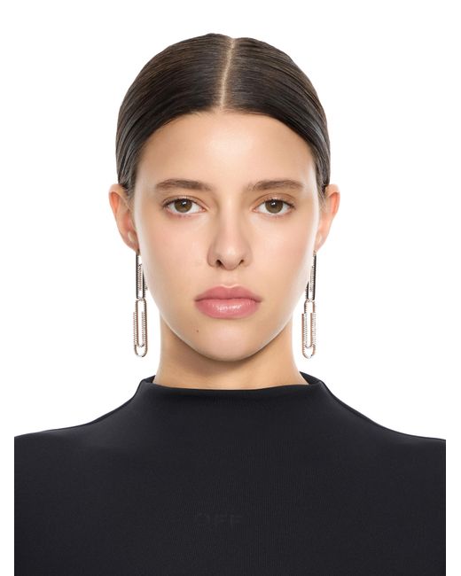 Off-White c/o Virgil Abloh Blue Paperclip Strass Earrings