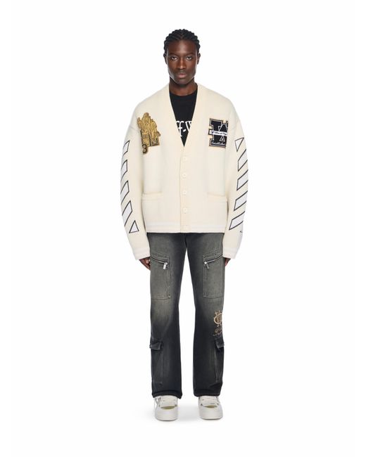 Off-White c/o Virgil Abloh Natural Lion Varsity Knit Cardigan for men