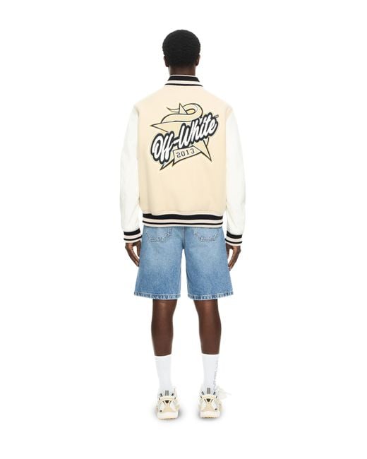 Off-White c/o Virgil Abloh Natural Star Logo Varsity Jacket for men