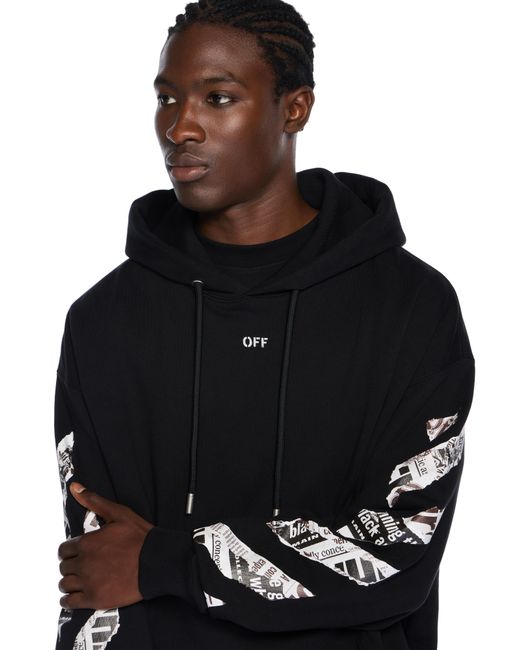 Off-White c/o Virgil Abloh Black Newspaper Arrow Skate Hoodie for men