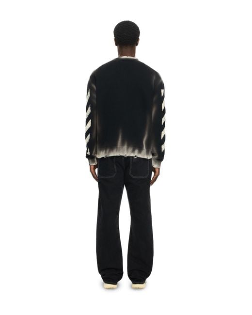Off-White c/o Virgil Abloh Black Diag Corrosion Crewneck Sweater for men