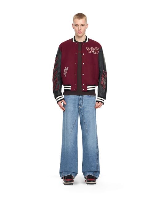 Off-White c/o Virgil Abloh Red Off- C/O Ac Milan Varsity Jacket for men
