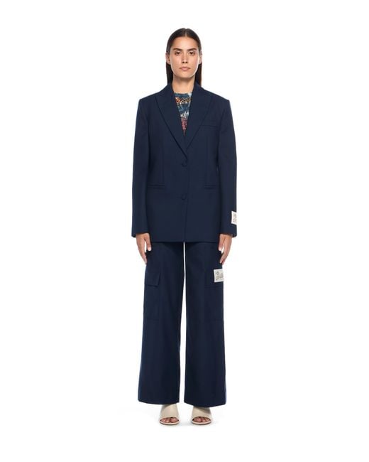 Off-White c/o Virgil Abloh Blue Gabardine Label Tomboy Blazer