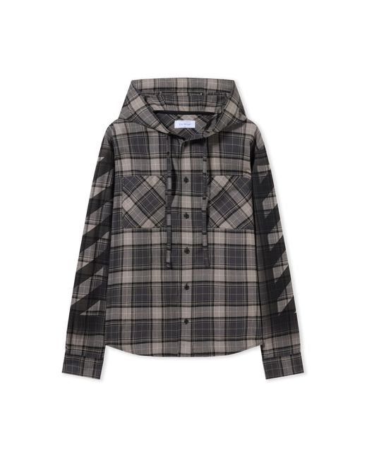 Off-White c/o Virgil Abloh Gray Spray Diagonal Hooded Shirt for men
