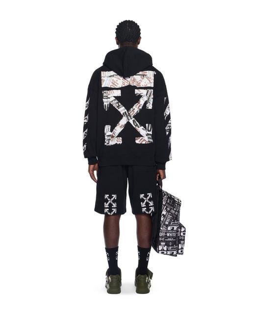 Off-White c/o Virgil Abloh Black Newspaper Arrow Skate Hoodie for men