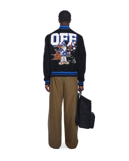 Off-White c/o Virgil Abloh Black Street Wiz Wool Varsity Jacket for men