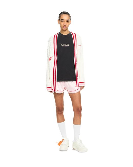 Off-White c/o Virgil Abloh White College Patch Cable Knit Cardigan