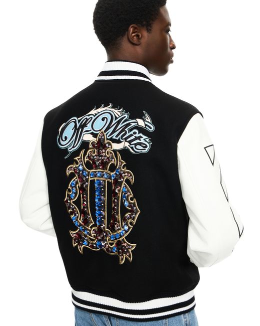 Off-White c/o Virgil Abloh Black Royal Jewels Varsity Jacket for men