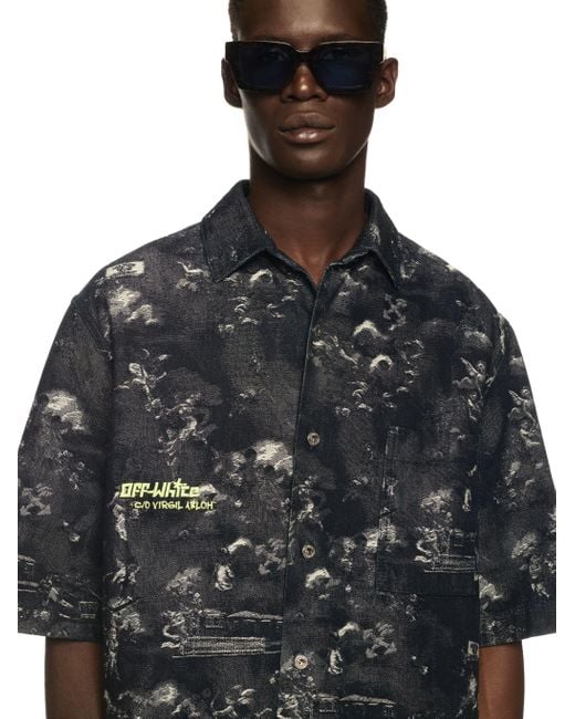 Off-White c/o Virgil Abloh Black Jacquard Fresco Bowling Shirt for men