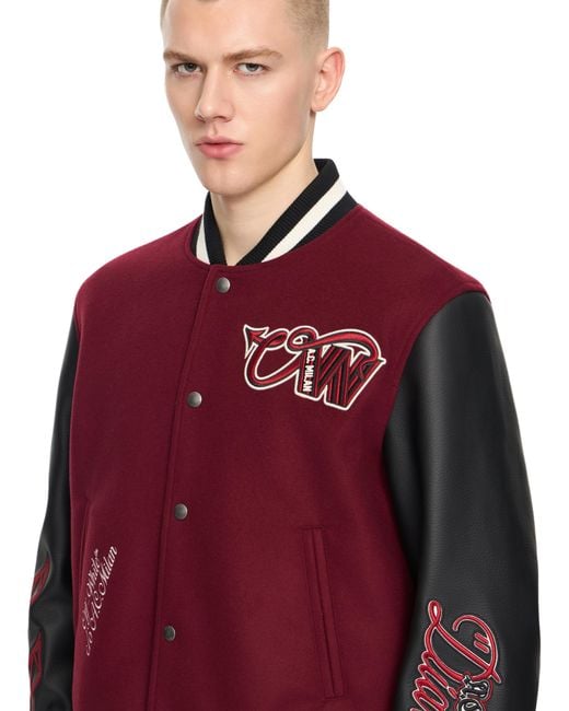 Off-White c/o Virgil Abloh Red Off- C/O Ac Milan Varsity Jacket for men