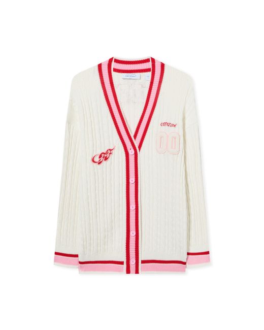 Off-White c/o Virgil Abloh White College Patch Cable Knit Cardigan