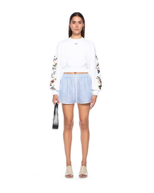 Off-White c/o Virgil Abloh White Arrow Flowers Crop Crew Logo Sweatshirt