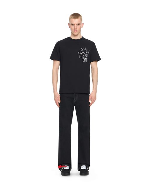 Off-White c/o Virgil Abloh Black Slim Fit Outlined Signature S/S T-Shirt for men