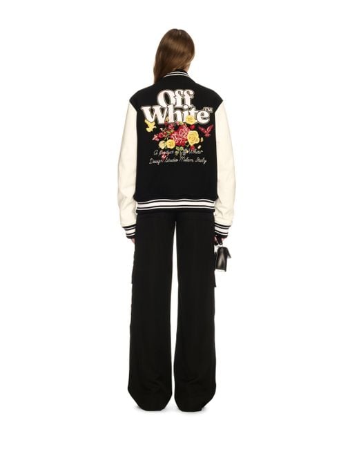 Off-White c/o Virgil Abloh Black Wo Flowers Varsity