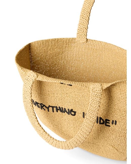 Off-White c/o Virgil Abloh Metallic Jitney Quote Raffia Tote Bag