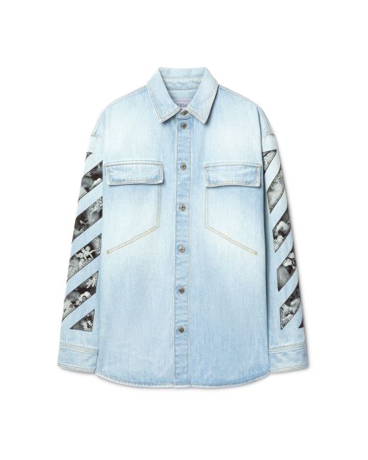 Off-White c/o Virgil Abloh Blue Diagonal Fresco Arrow Military Shirt for men
