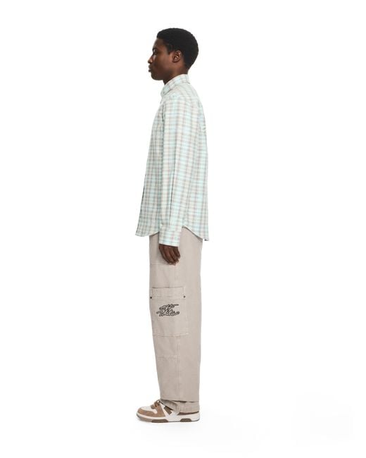 Off-White c/o Virgil Abloh Blue Marker Check Flannel Regular Shirt for men