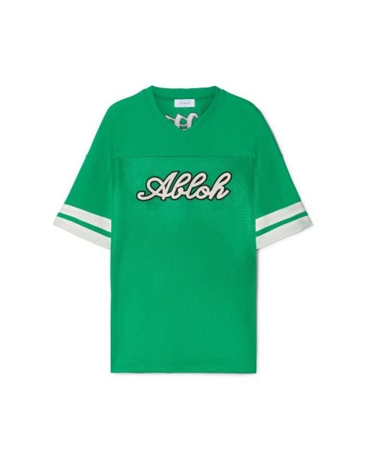 T-shirt in mesh con logo Football di Off-White c/o Virgil Abloh in Green da Uomo