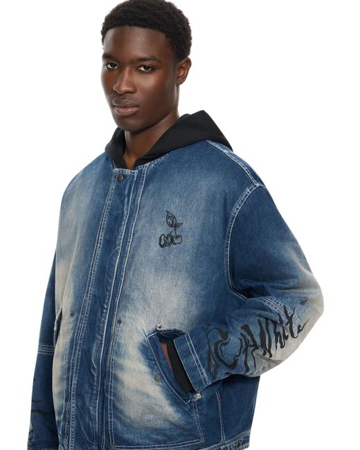 Off-White c/o Virgil Abloh Blue Cherry Jers Hoodie Den Jkt for men