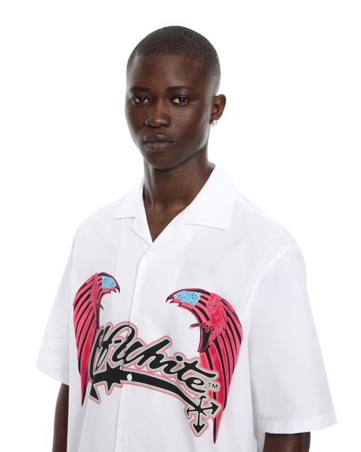 Off-White c/o Virgil Abloh White Double Eagle Poplin Bowling Shirt for men