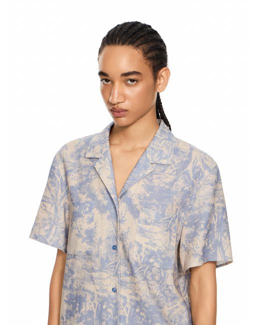Off-White c/o Virgil Abloh Gray City Nature Linen Ss Pajama Shirt
