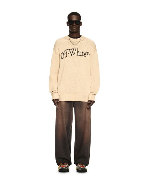 Off-White c/o Virgil Abloh Big Bookish Chunky Knit Crewn Creme Brul in Natural für Herren