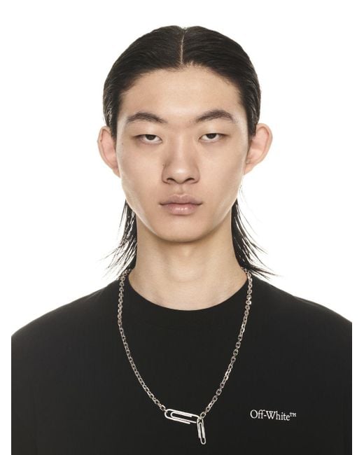 Off-White c/o Virgil Abloh Texture Paperclip Necklace Silver No Col in  White for Men
