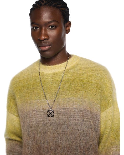 Off-White c/o Virgil Abloh Green Mohair Arrow Gradient Crewneck Sweater for men