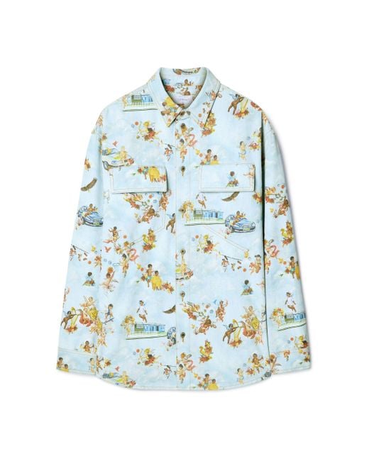 Off-White c/o Virgil Abloh Blue Fresco Print Den Milit Shirt for men