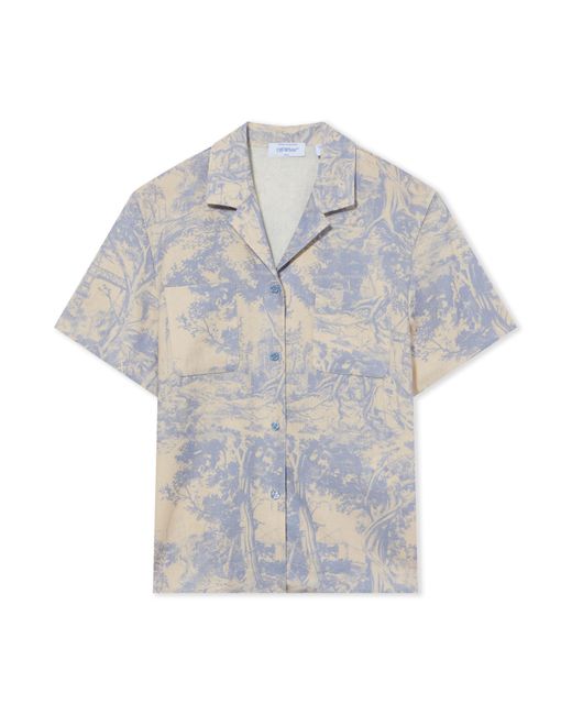 Off-White c/o Virgil Abloh Gray City Nature Linen Ss Pajama Shirt